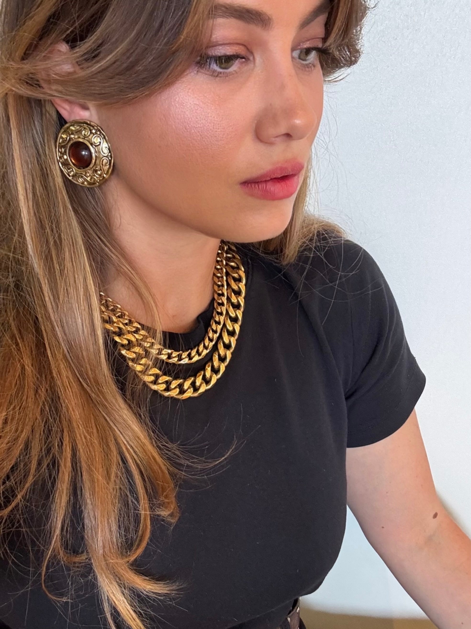 ORNATE AMBER CLIP-ONS