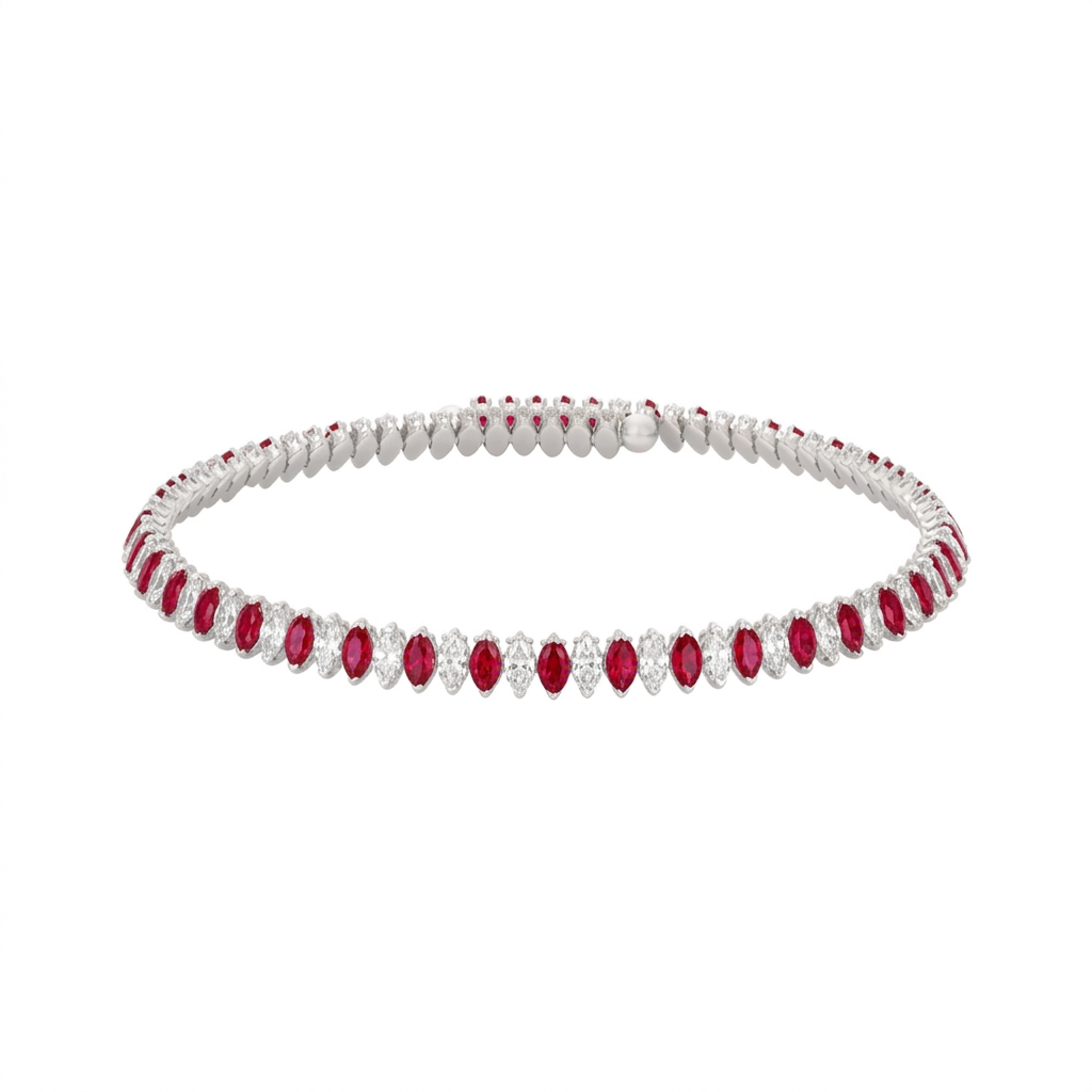 MARQUISE CHOKER RUBY AND WHITE