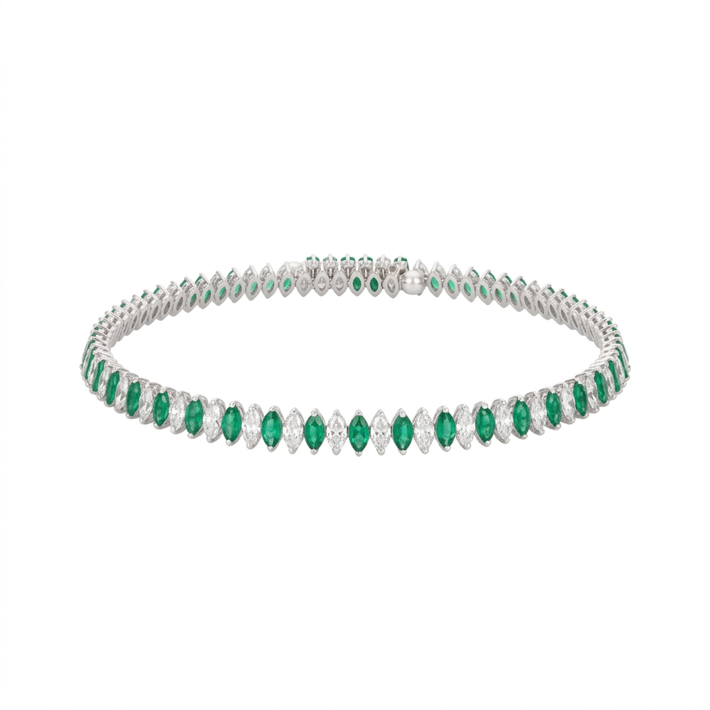 MARQUISE CHOKER EMERALD AND WHITE