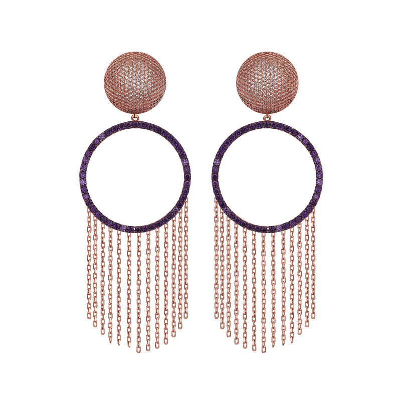 ETNOROUND EARRINGS PURPLE AND WHITE