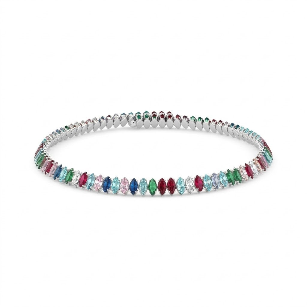 MARQUISE CHOKER SILVER RAINBOW