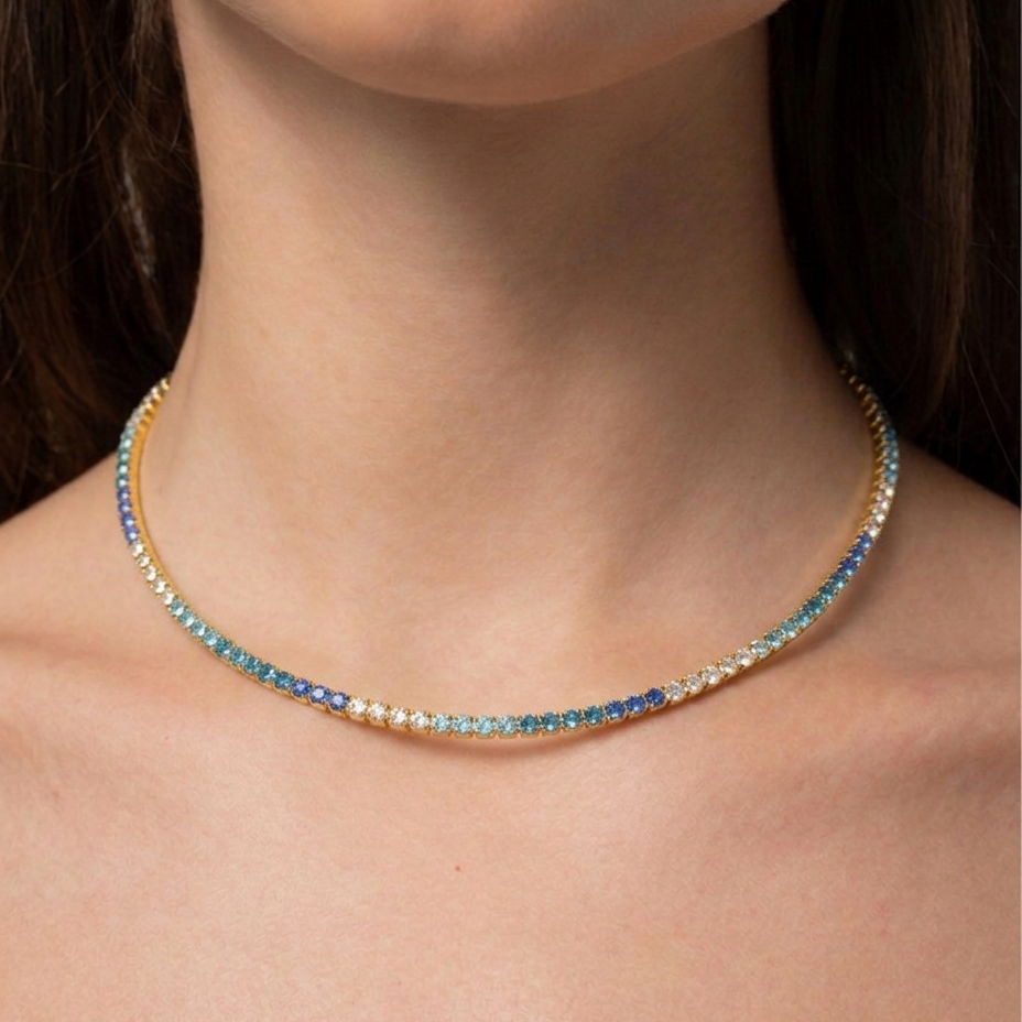 INNER LIGHT CHOKER GOLD AQUA