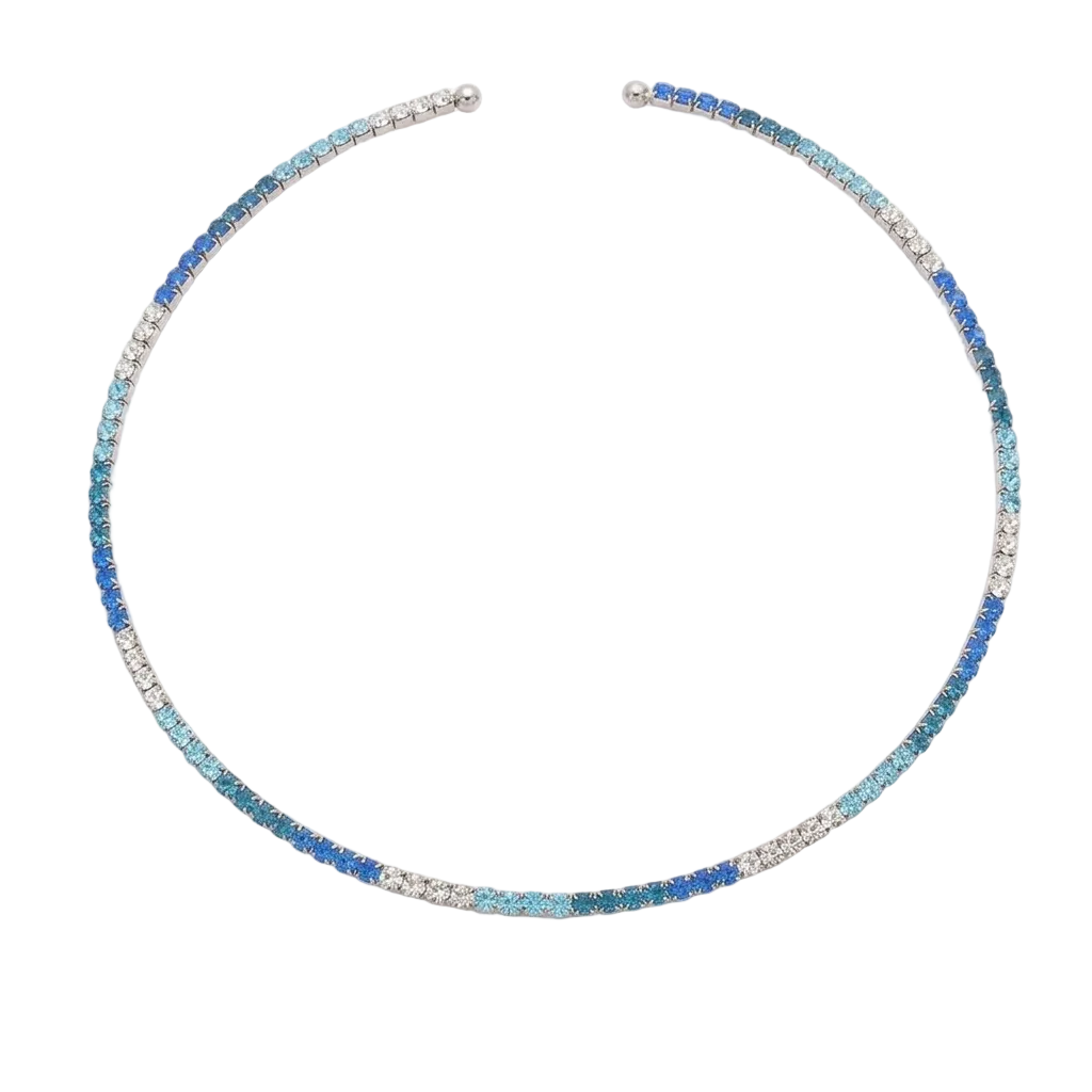 INNER LIGHT CHOKER SILVER AQUA