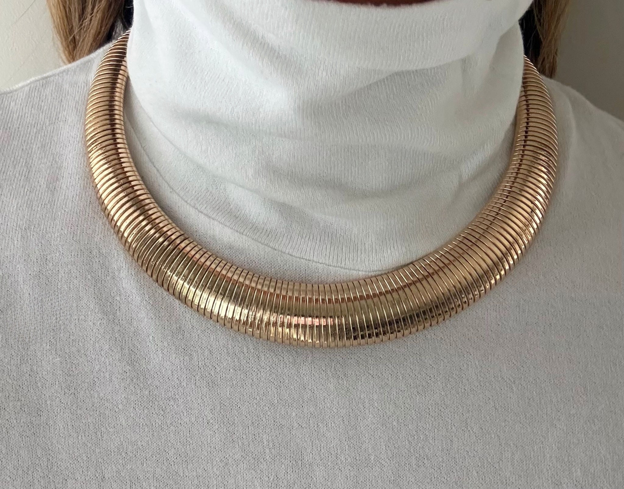 TUBULAR LINK PEARL NECKLACE