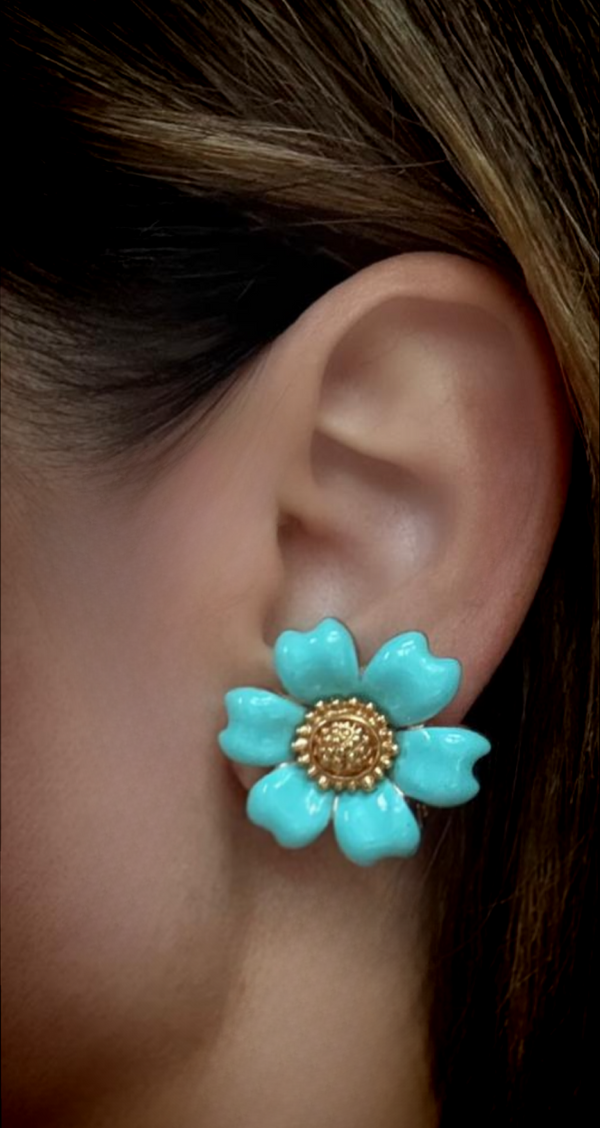 BLUE FLOWER CLIP-ONS