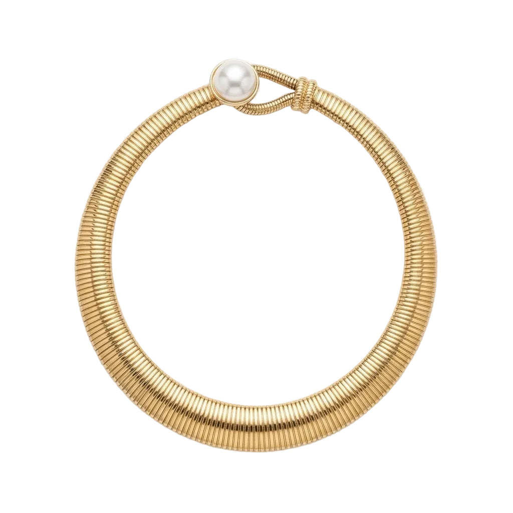 TUBULAR LINK PEARL NECKLACE