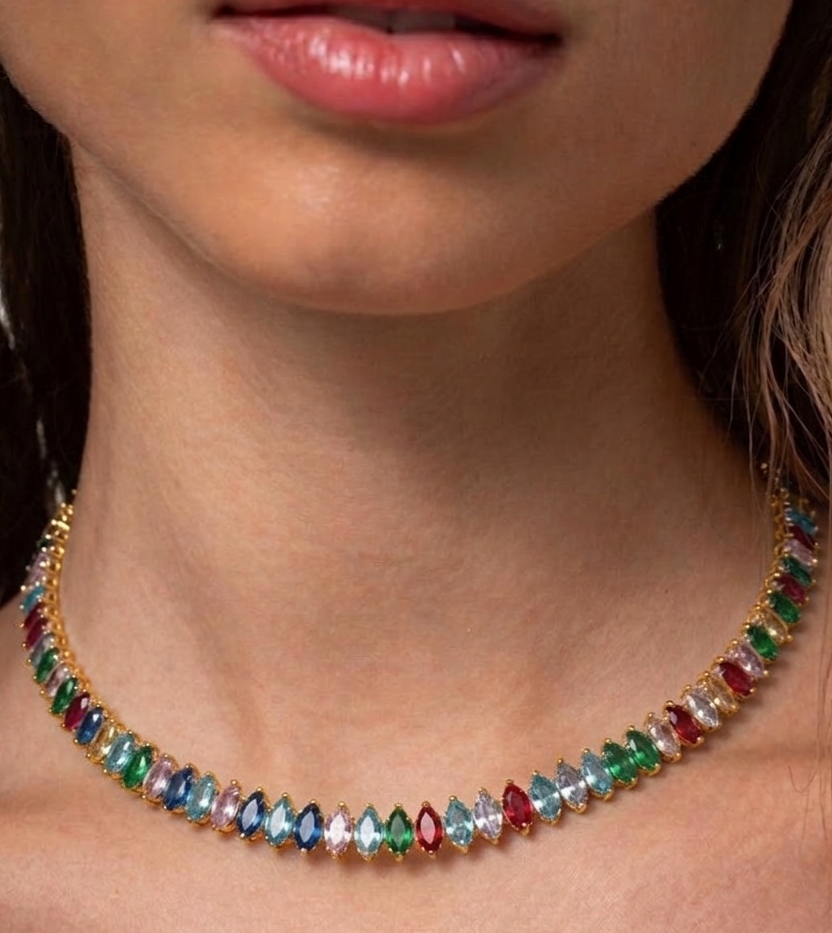 MARQUISE CHOKER GOLD RAINBOW