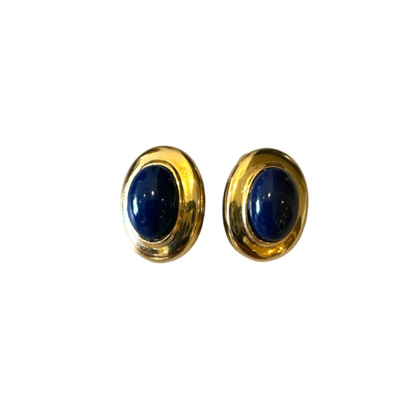 BLUE CABOCHON CLIP-ONS