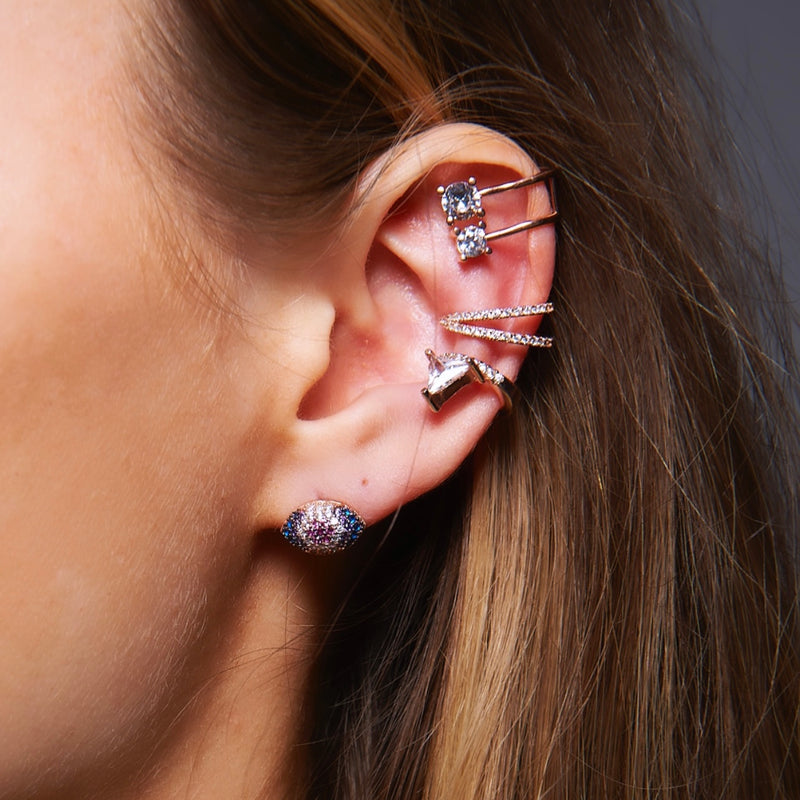 VISION EARCUFF ROSE GOLD AND WHITE