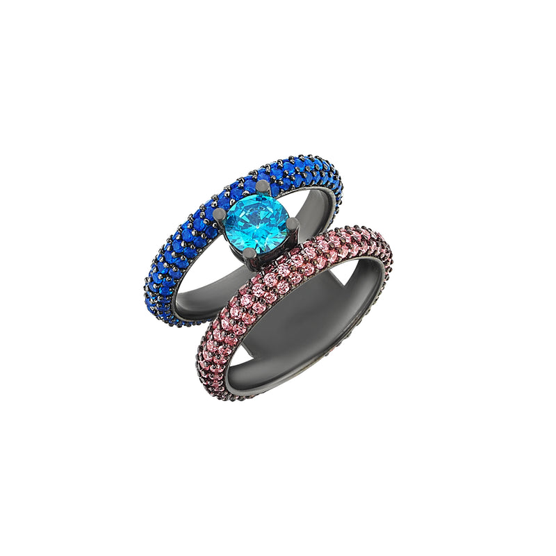 HIT BOMB RING PINK AND BLUE AND TURQUOISE