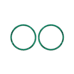 ROUND BEATS EARRINGS SILVER AND GREEN