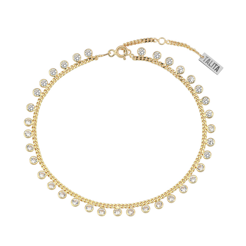 JINGLES ANKLET YELLOW GOLD AND WHITE