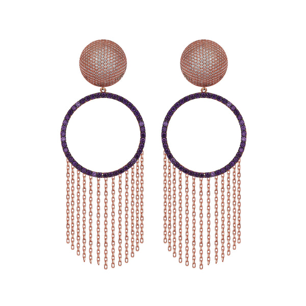 ETNOROUND EARRINGS PURPLE AND WHITE