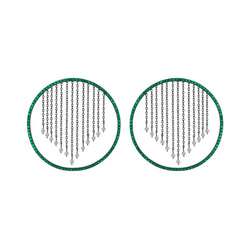 ROUND HITS EARRINGS GREEN AND WHITE