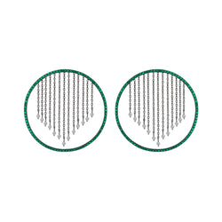 ROUND HITS EARRINGS GREEN AND WHITE