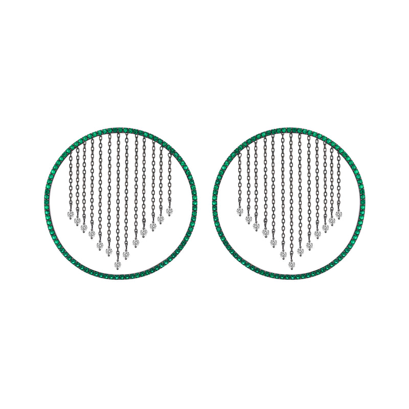 ROUND HITS EARRINGS GREEN AND WHITE