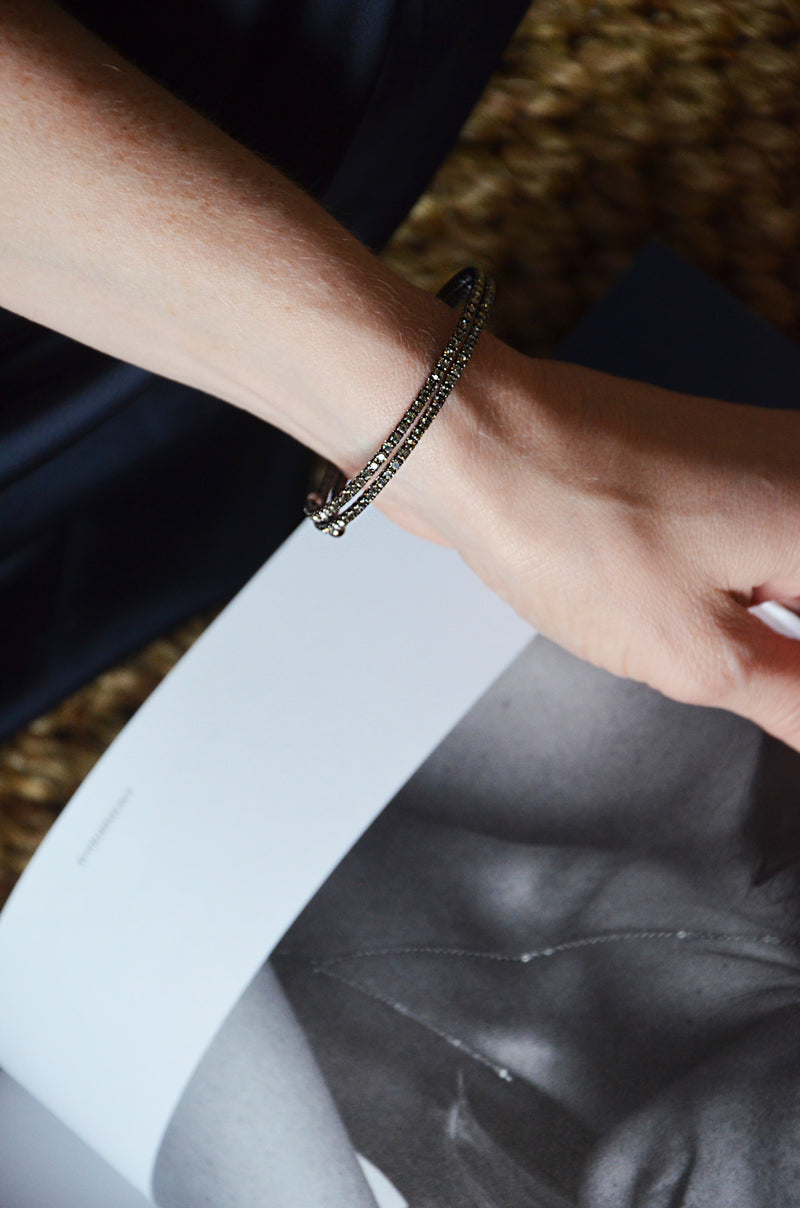 INNER LIGHT BANGLE SILVER AND OXIDIZED