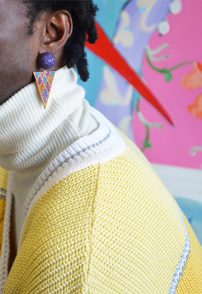 SPACE CIRCUS EARRINGS CHECK PURPLE