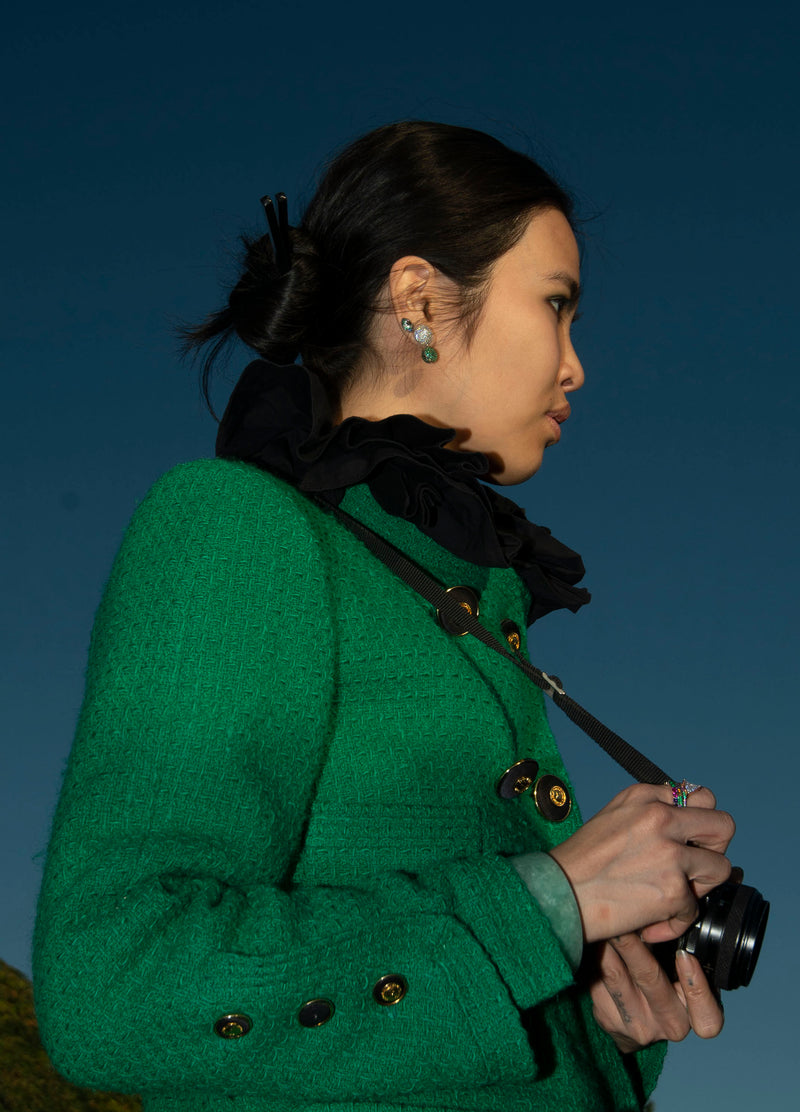 GALAXY EARRINGS WHITE AND GREEN