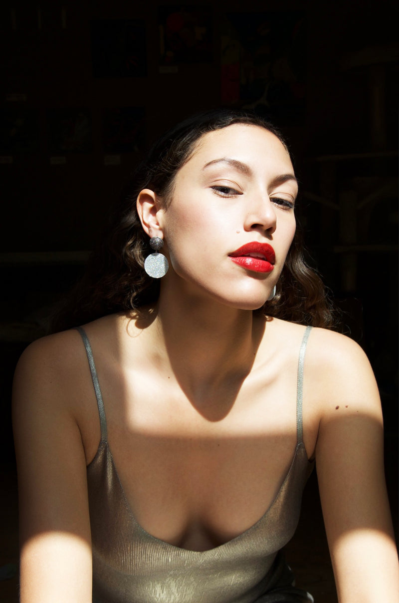 MERCURY BEATS EARRINGS GREY AND WHITE
