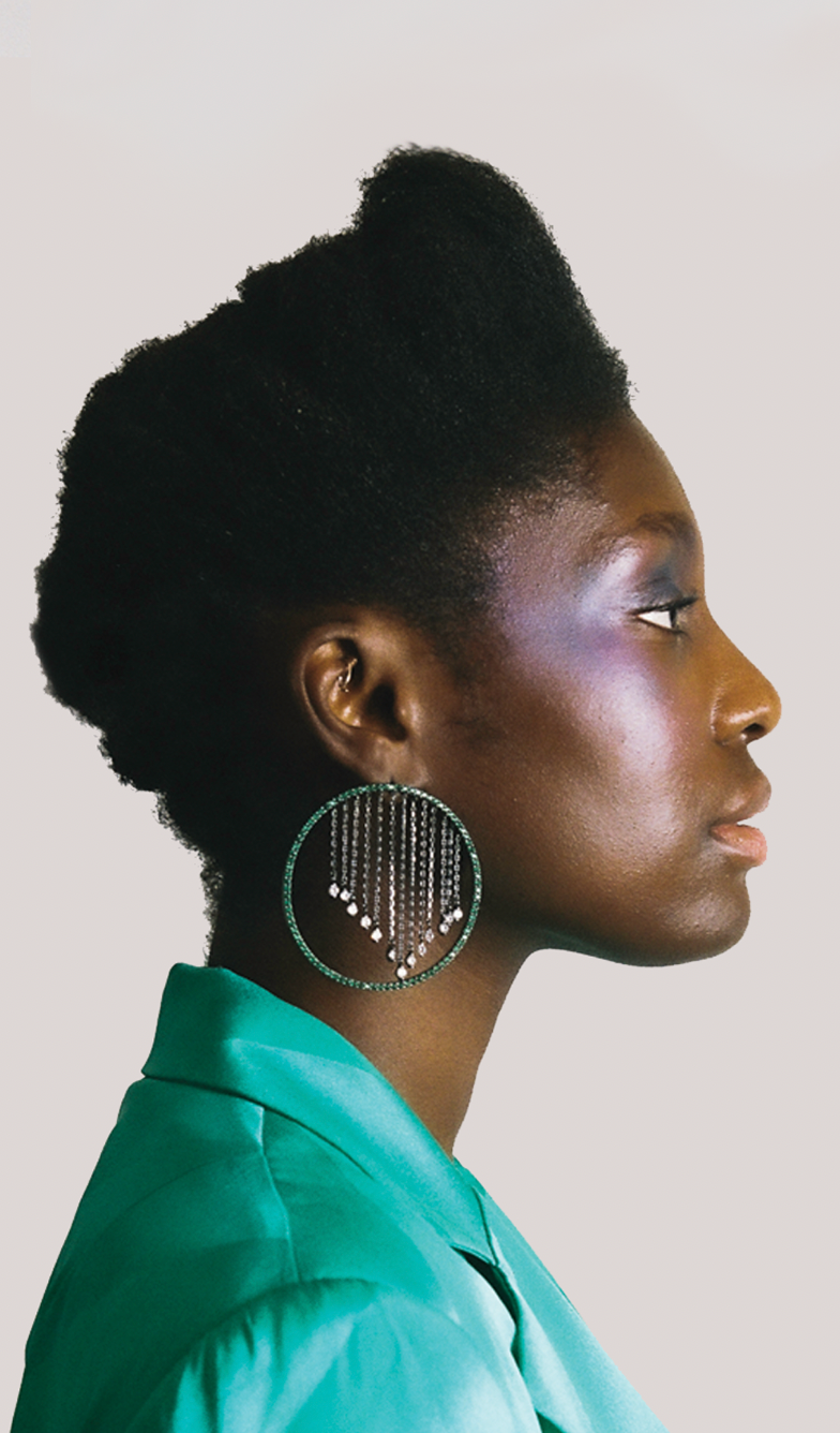 ROUND HITS EARRINGS GREEN AND WHITE