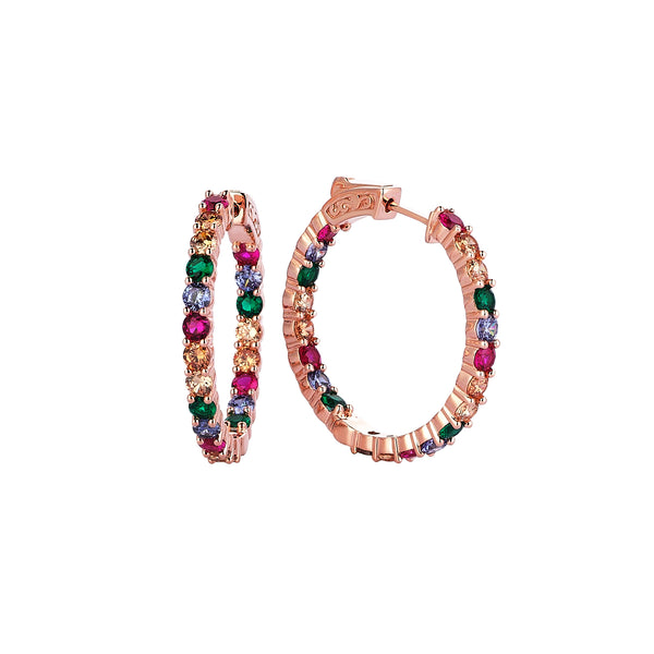 INDIA HOOPS ROSE GOLD AND MULTICOLOUR