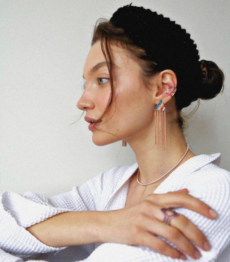 RAYS EARCUFF ROSE GOLD AND MULTICOLOUR