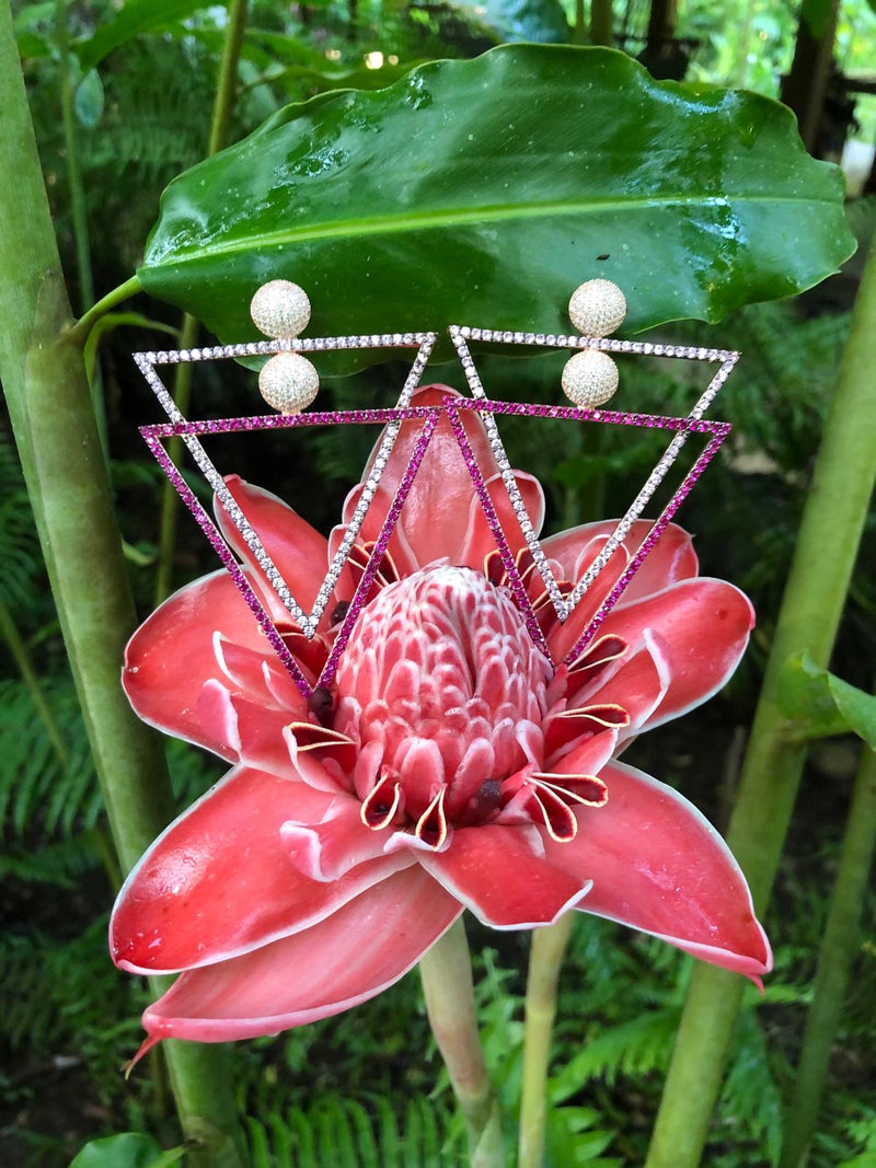 STUDIO 54 EARRINGS PINK AND WHITE