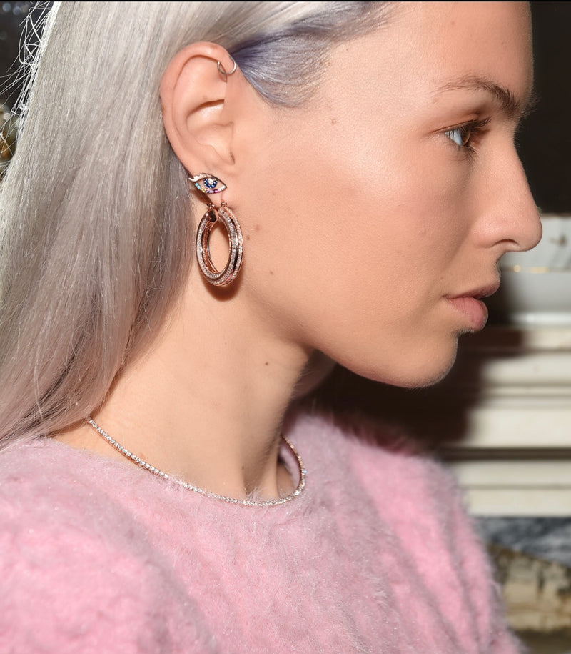 I SEE YOU STUDS ROSE GOLD AND MULTICOLOUR