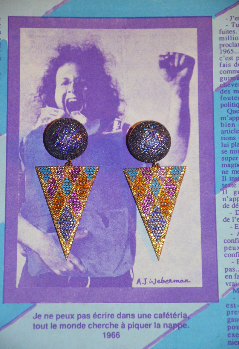 SPACE CIRCUS EARRINGS CHECK PURPLE